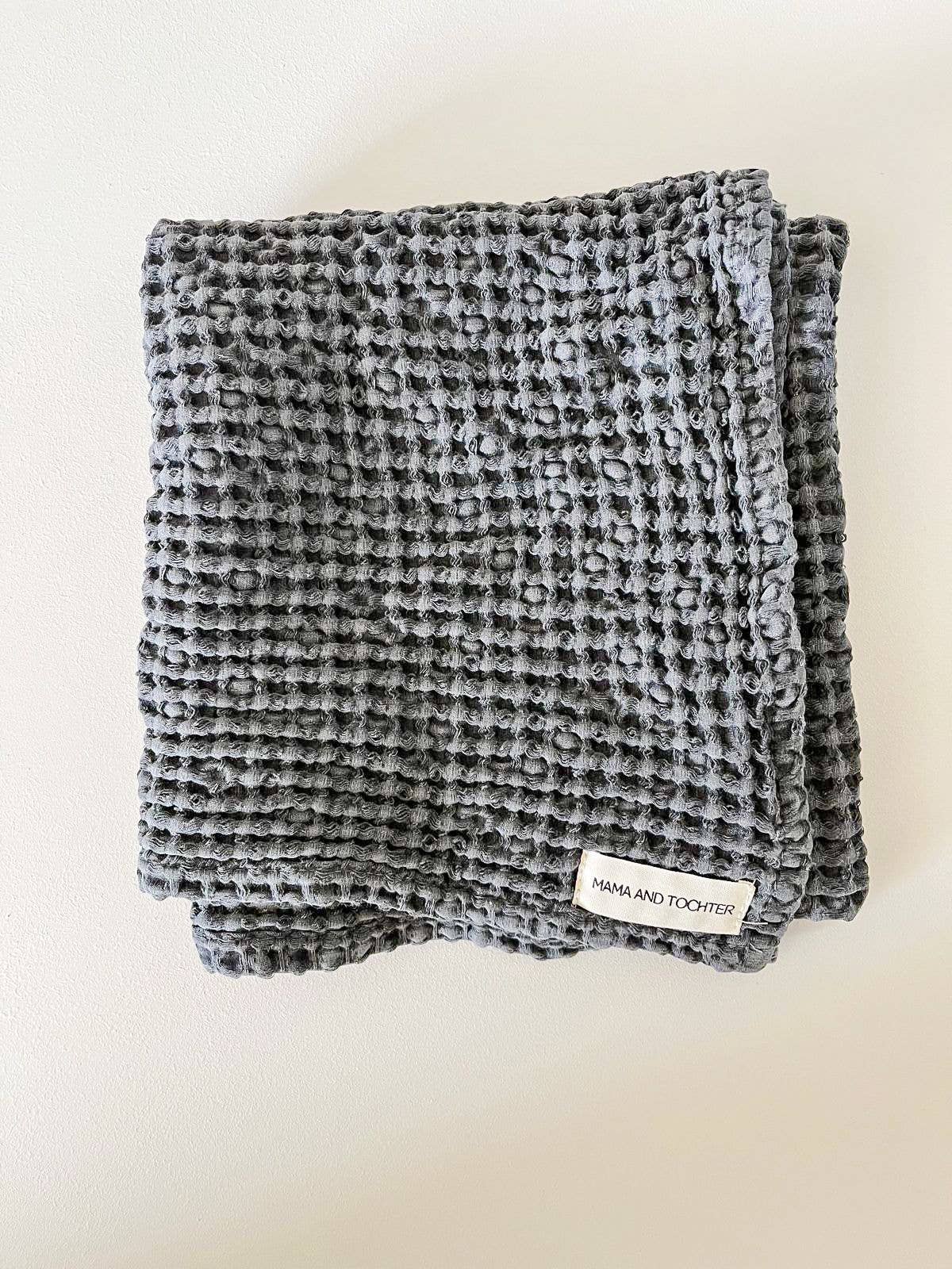 100% Organic Cotton Rustic Waffle Tea Towel - Charcoal