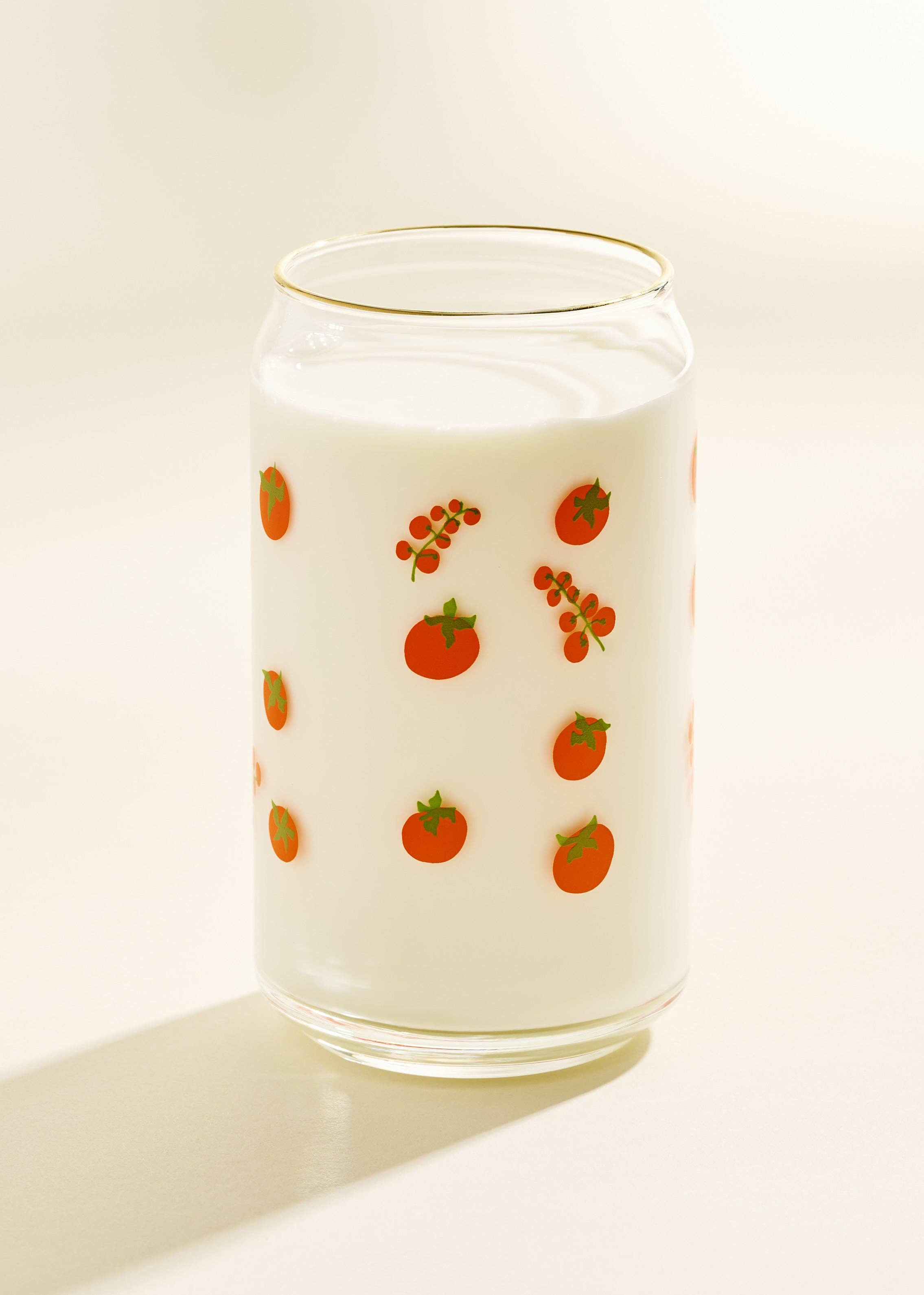 Tomato Gold Rimmed Soda Can Glass