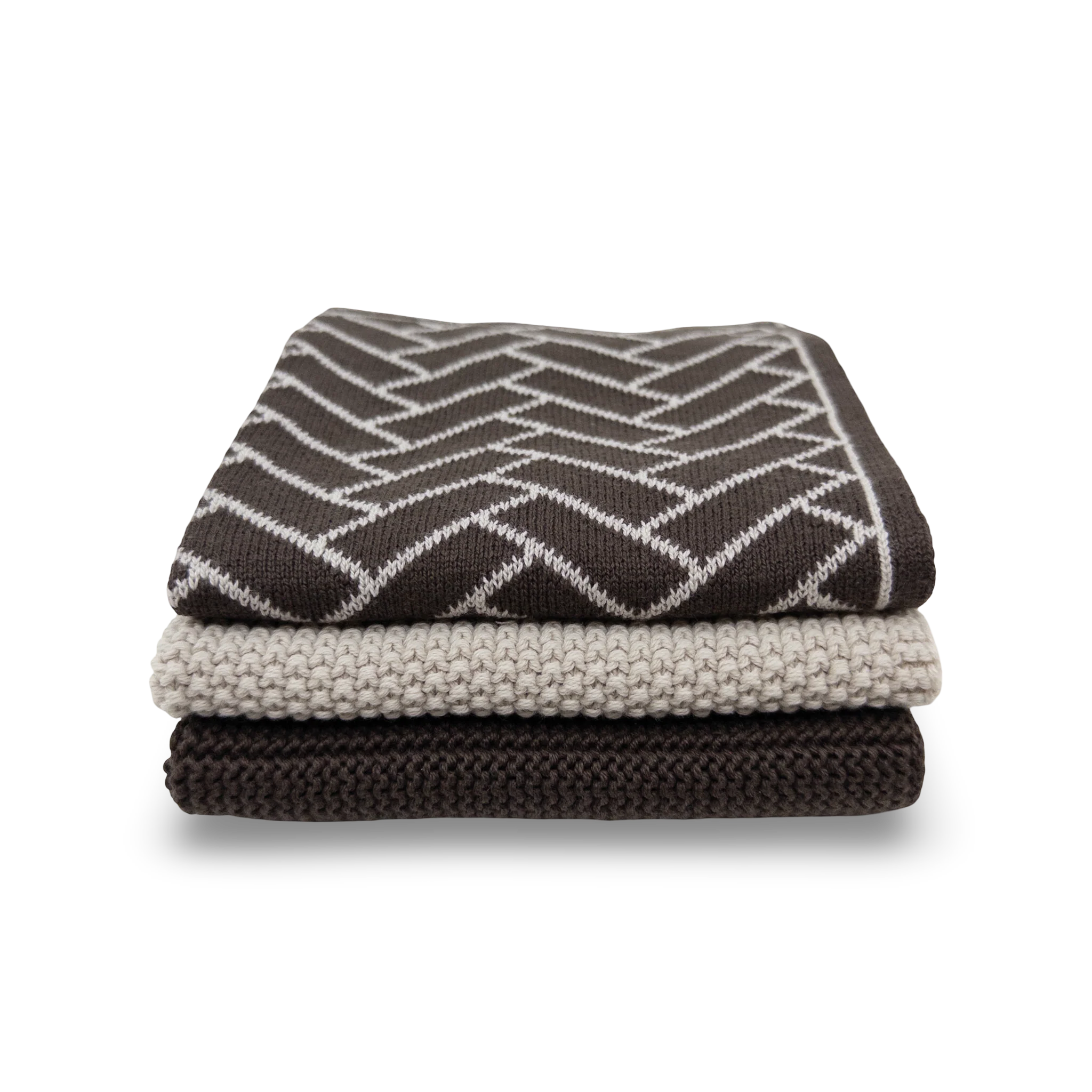 Dishcloth Variety 3pk - Chocolate Herringbone