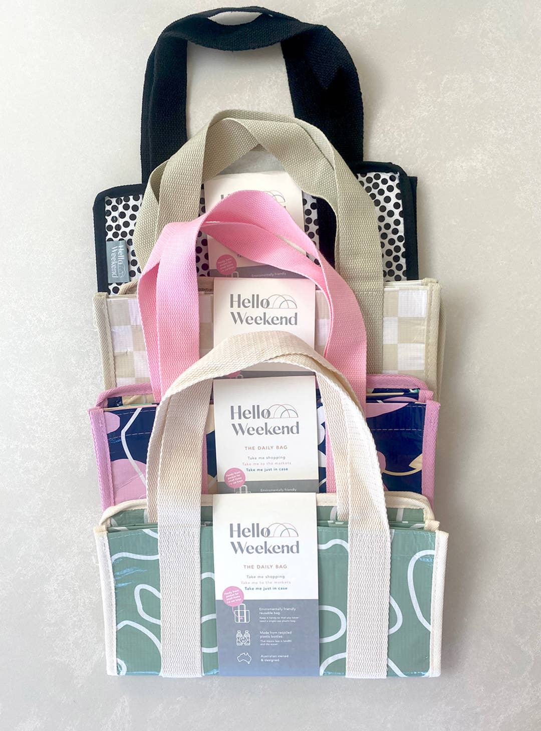 Neutral Checkerboard - Daily Market Tote Bag with Pocket