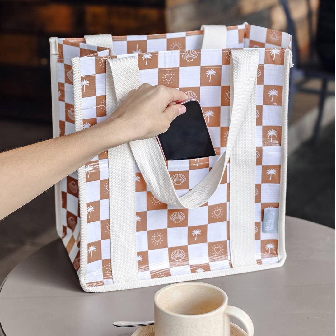 Palm trees & hearts - Daily Market Tote Bag with Pocket