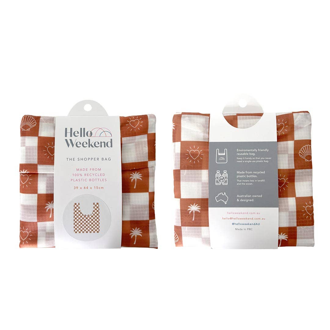 Palm Trees, hearts & Shells - Foldable Shopper Bag