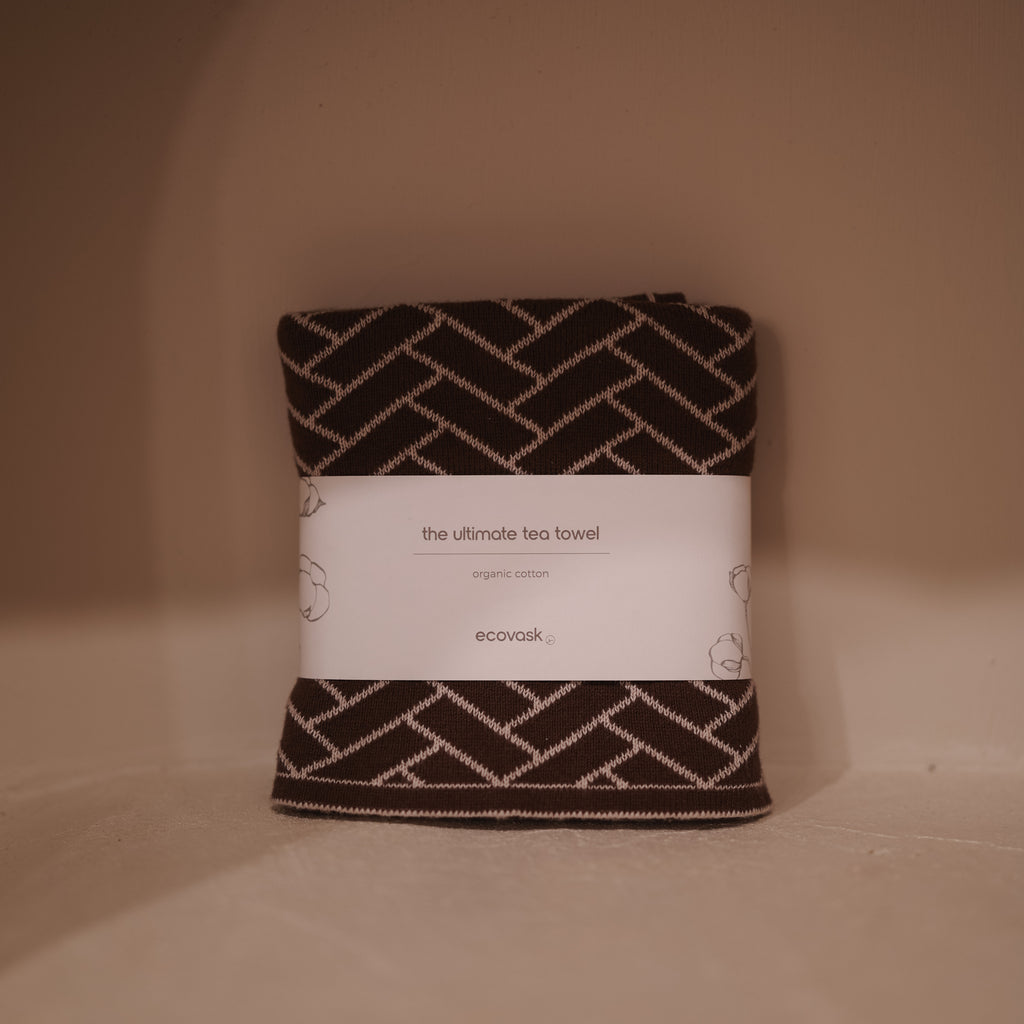The Ultimate Tea Towel - Chocolate Herringbone