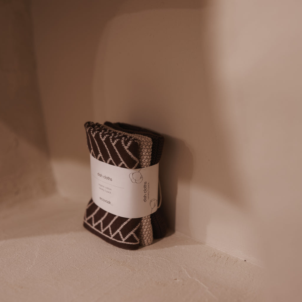 Dishcloth Variety 3pk - Chocolate Herringbone