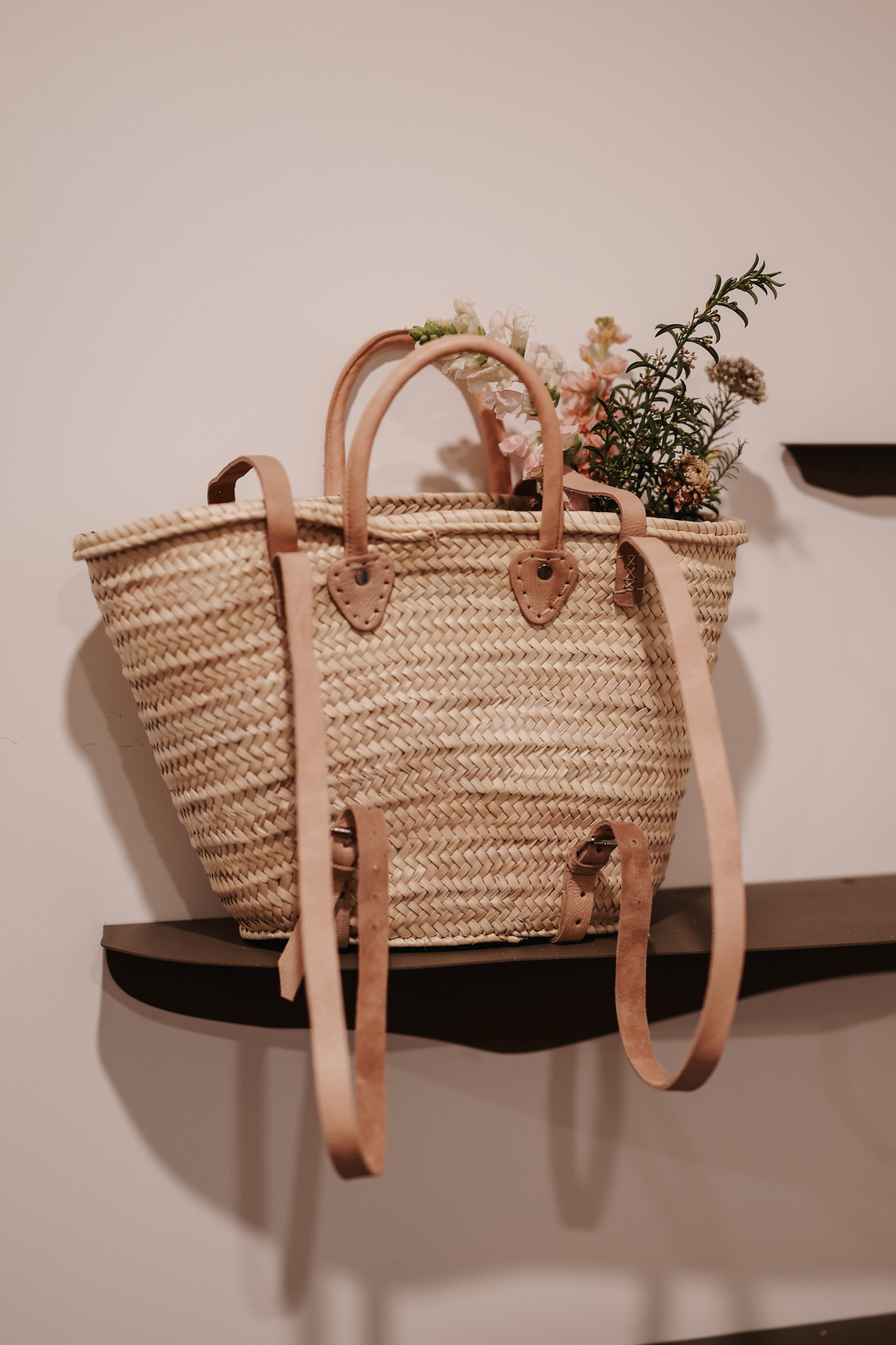 Pink French Market Basket Backpack