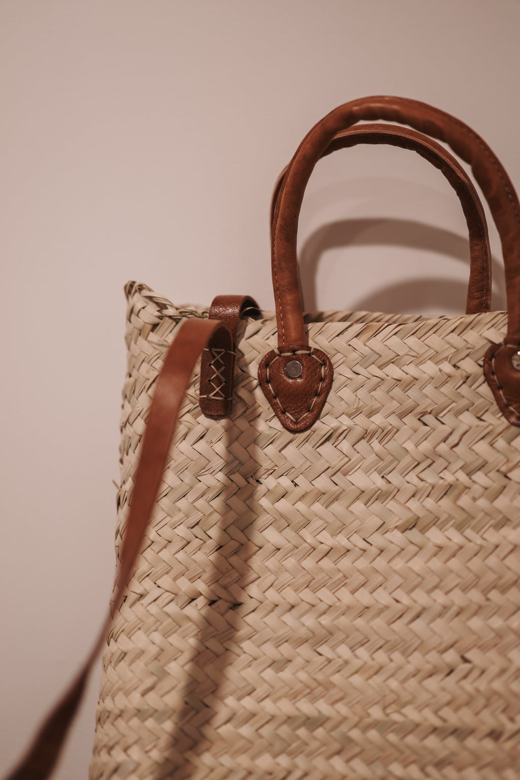 Tan Market Basket Backpack