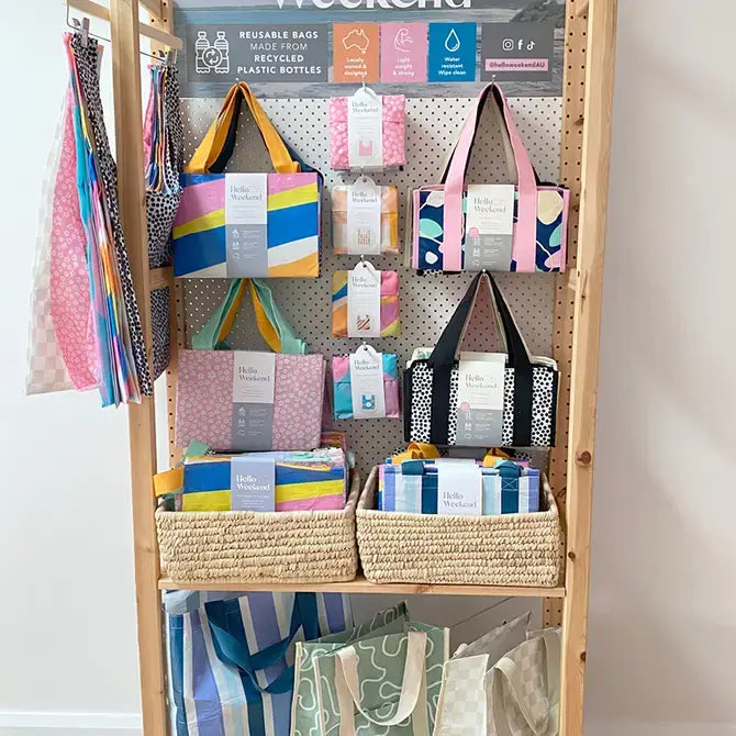 Palm Trees, hearts & Shells - Foldable Shopper Bag