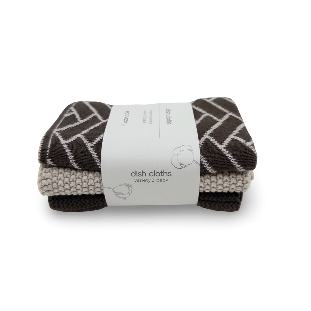 Dishcloth Variety 3pk - Chocolate Herringbone
