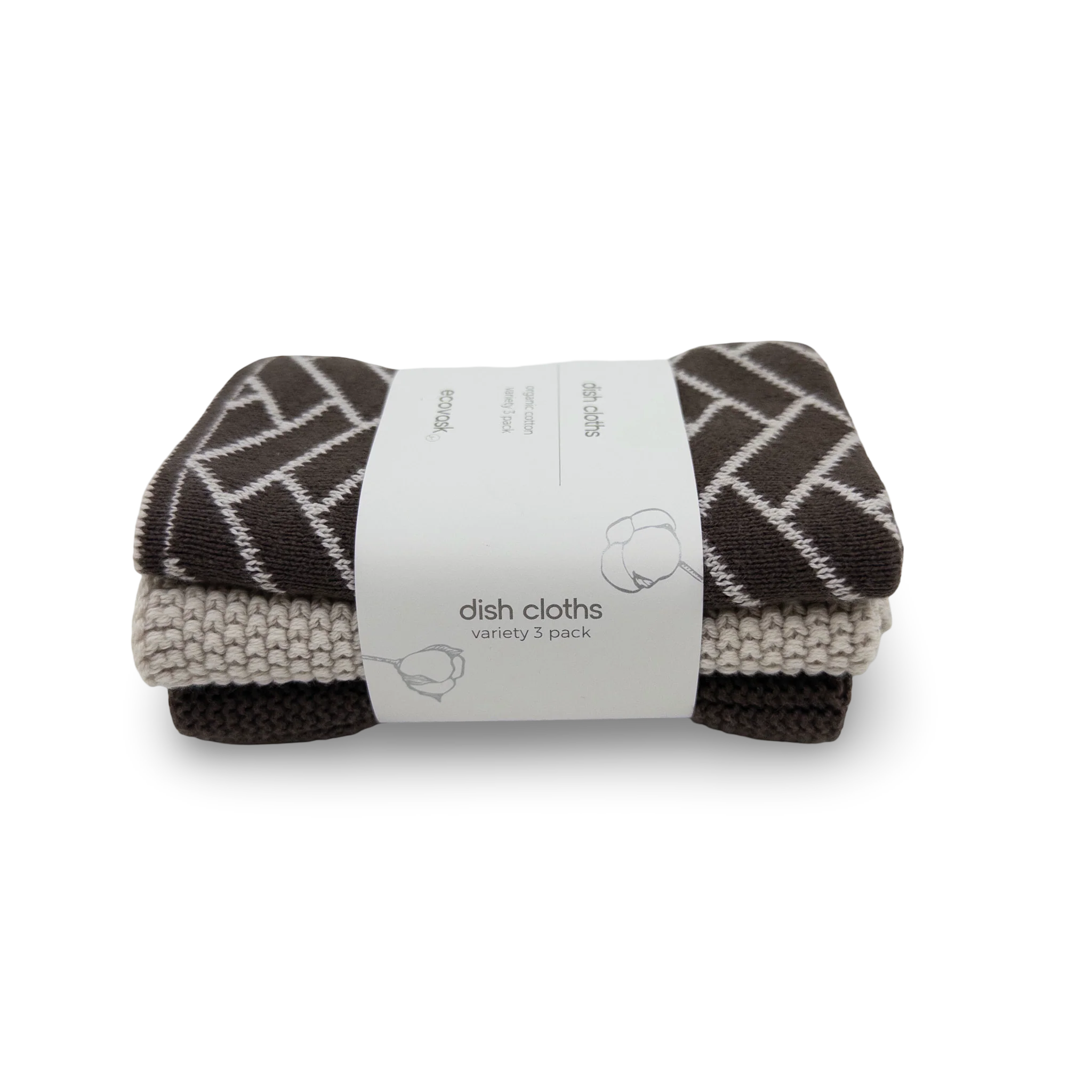 Dishcloth Variety 3pk - Chocolate Herringbone