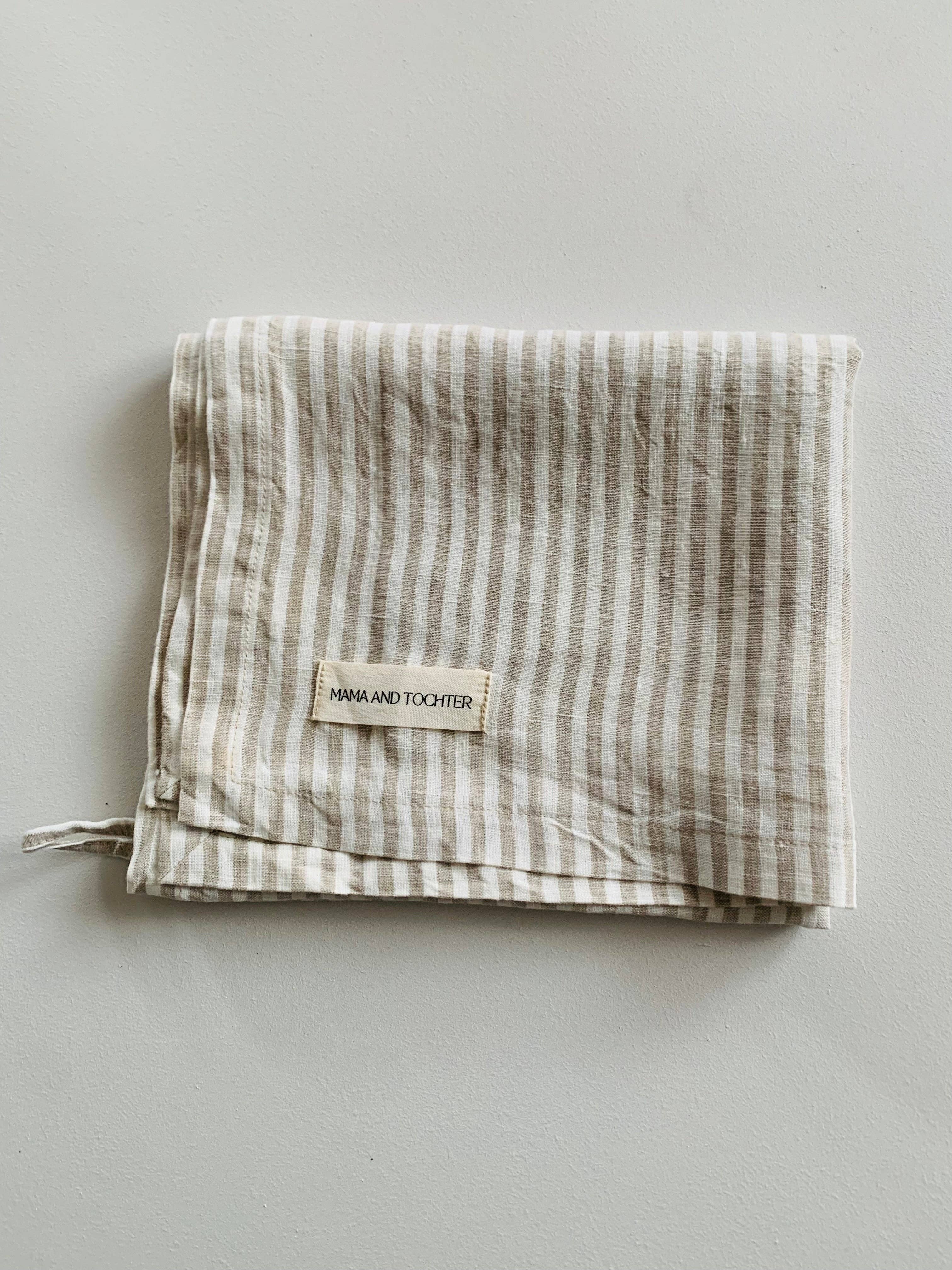 Pure French Linen Tea Towel - Nature Stripes (DUE MARCH)