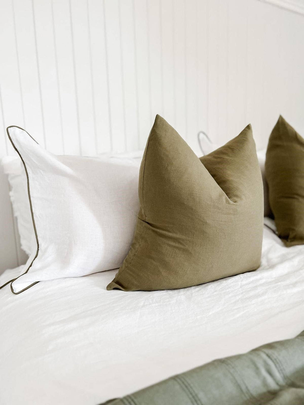 Linen Cushion - Olive