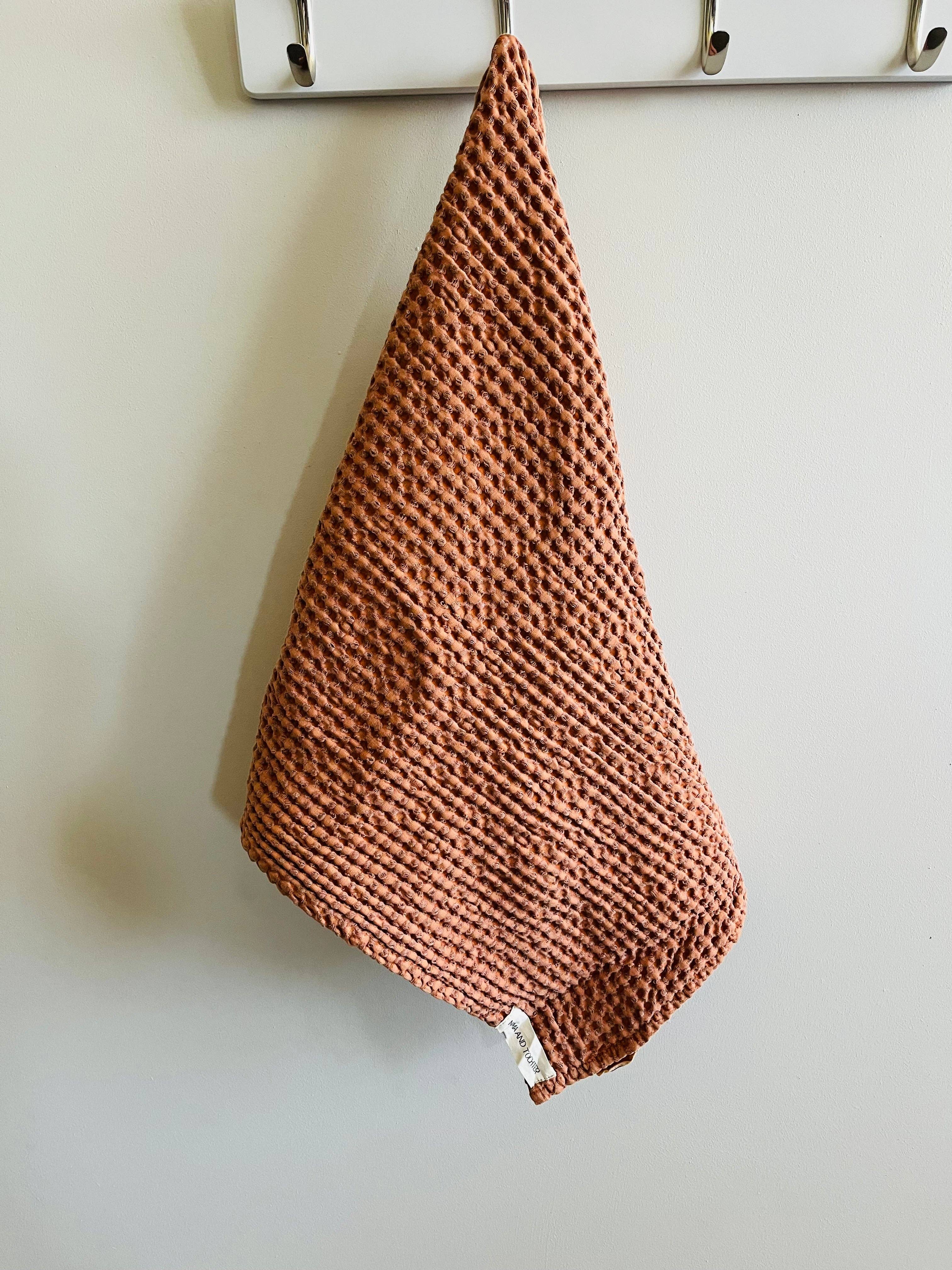 100% Organic Cotton Rustic Waffle Tea Towel - Terracotta