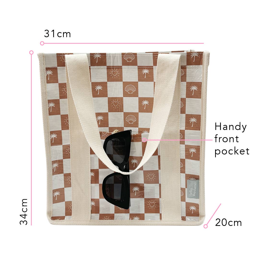 Palm trees & hearts - Daily Market Tote Bag with Pocket