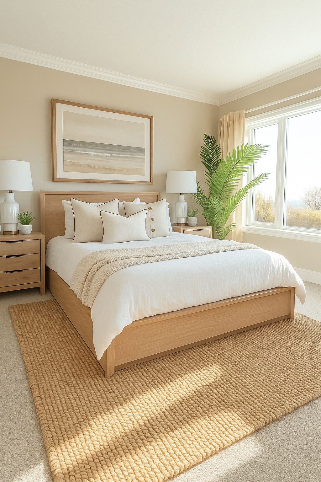 Linen Cushion Cover with Piped Edge - Natural with Coffee Pi