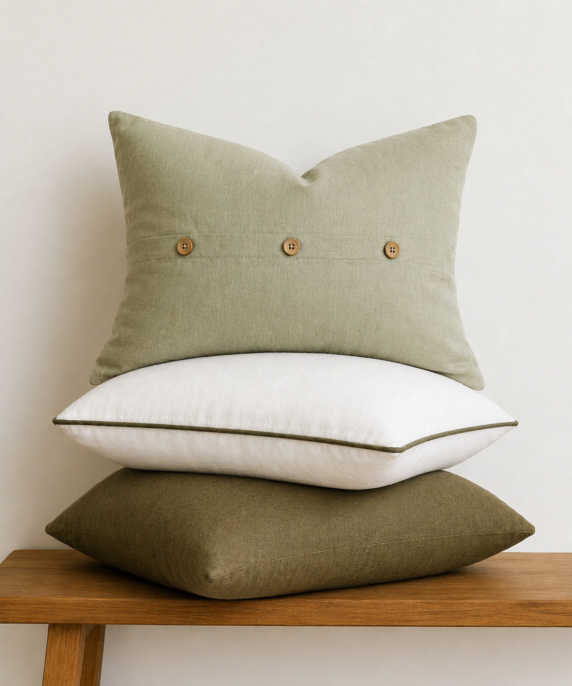 Linen Cushion - Olive