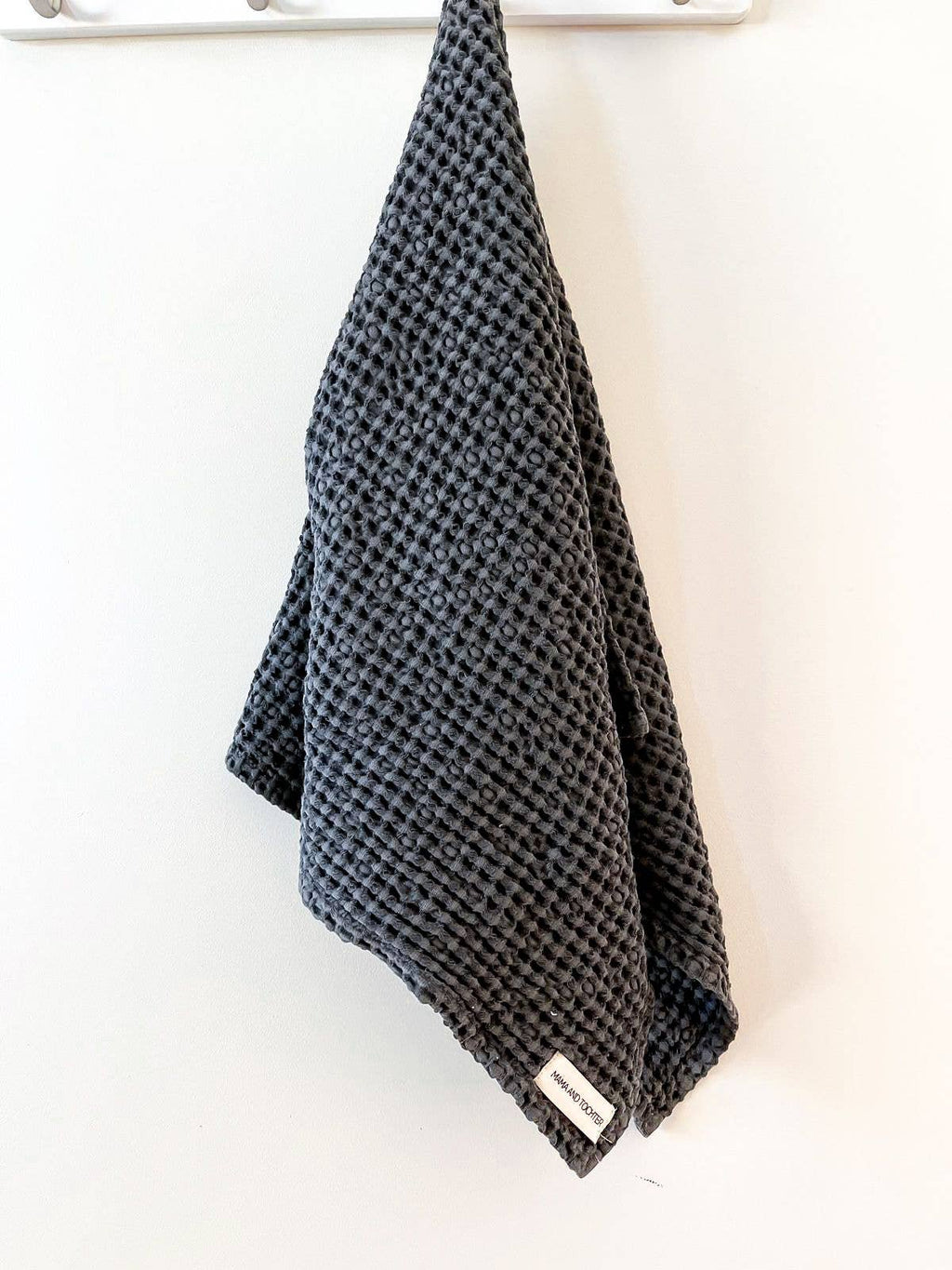 100% Organic Cotton Rustic Waffle Tea Towel - Charcoal