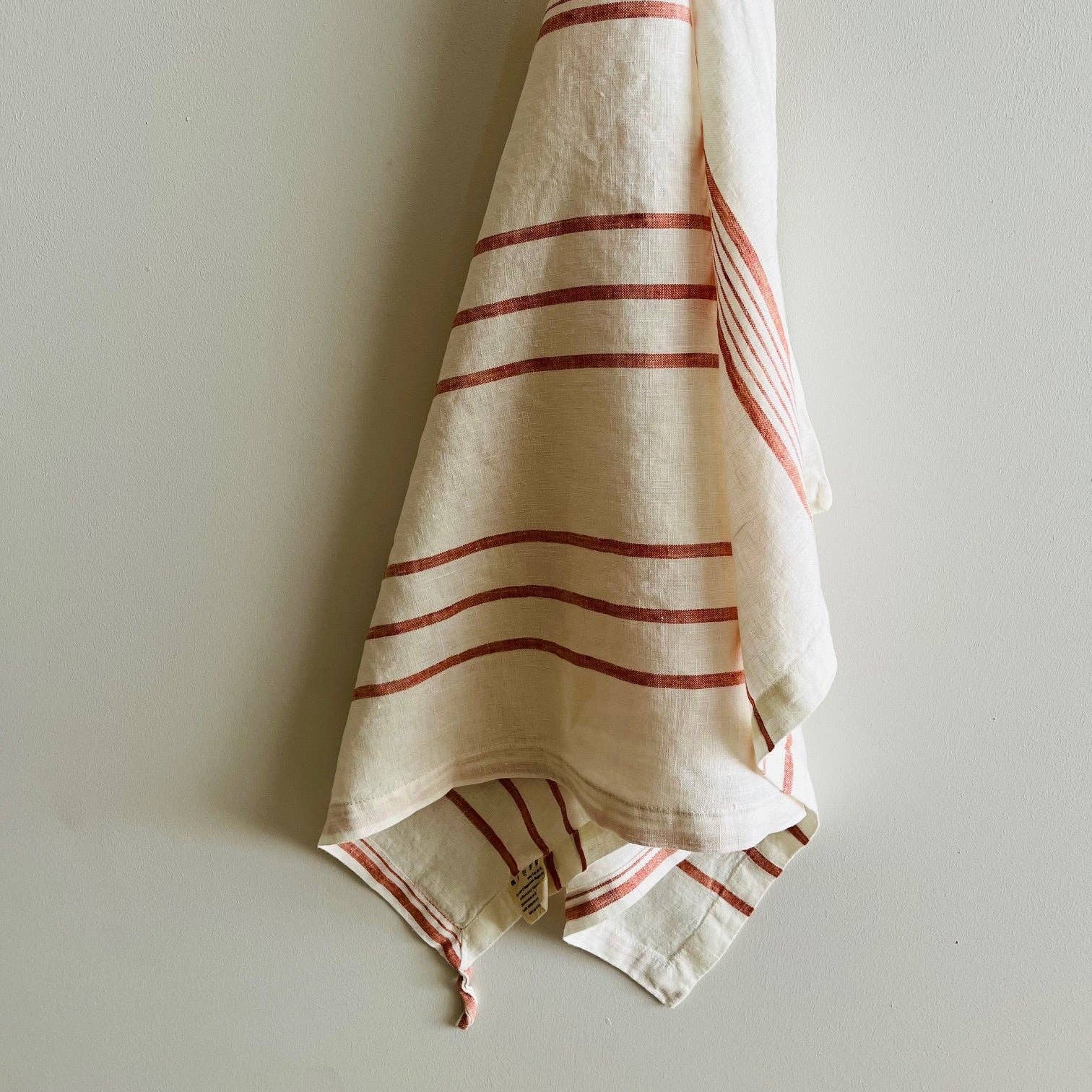 Pure French Linen Tea Towel - Rust Stripe (DUE MARCH)