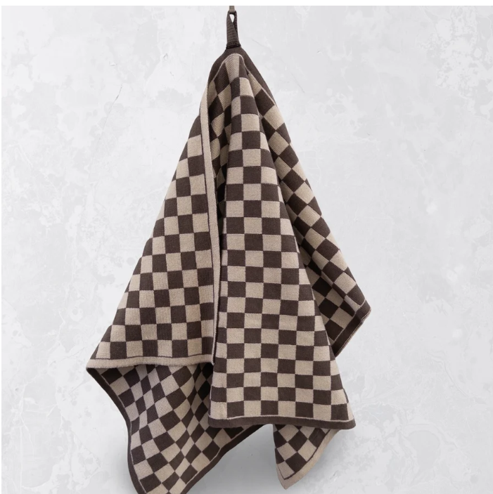 The Ultimate Tea Towel - Chocolate Chequer/Herringbone