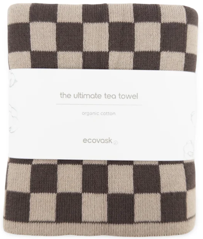 The Ultimate Tea Towel - Chocolate Chequer/Herringbone