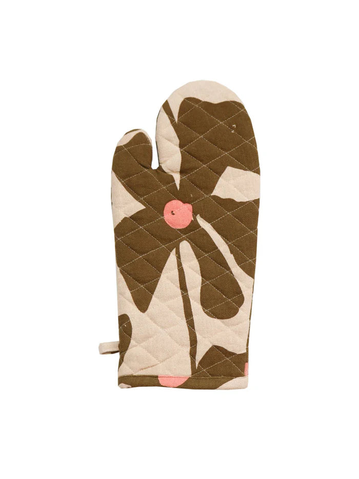 Olive Poppy Oven Mitt