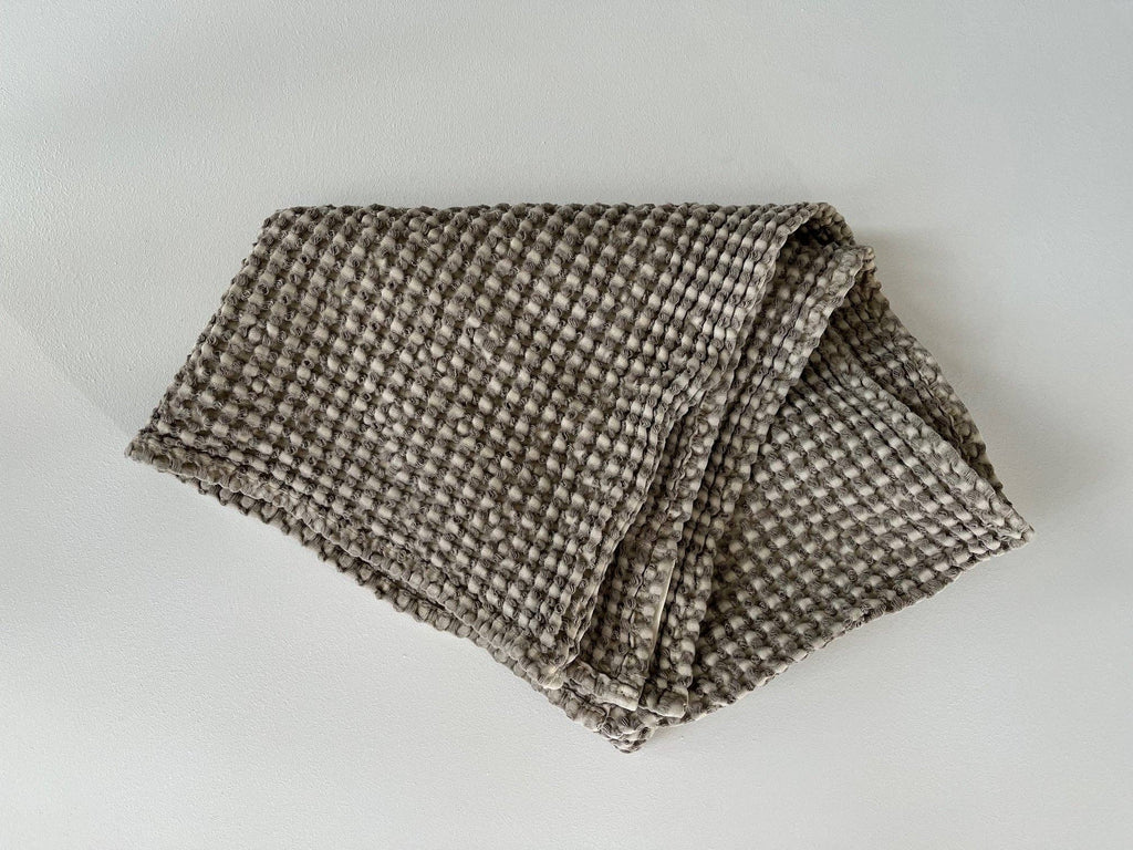 100% Organic Cotton Rustic Waffle Tea/Hand Towel - Khaki (DUE MARCH)