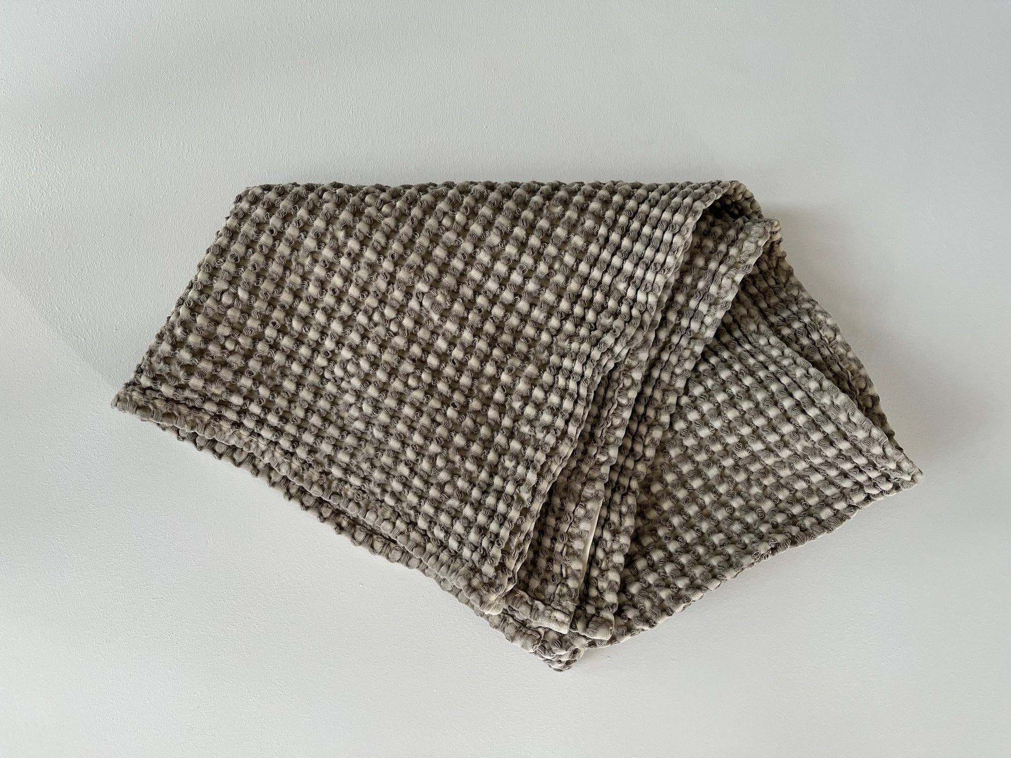 100% Organic Cotton Rustic Waffle Tea/Hand Towel - Khaki (DUE MARCH)