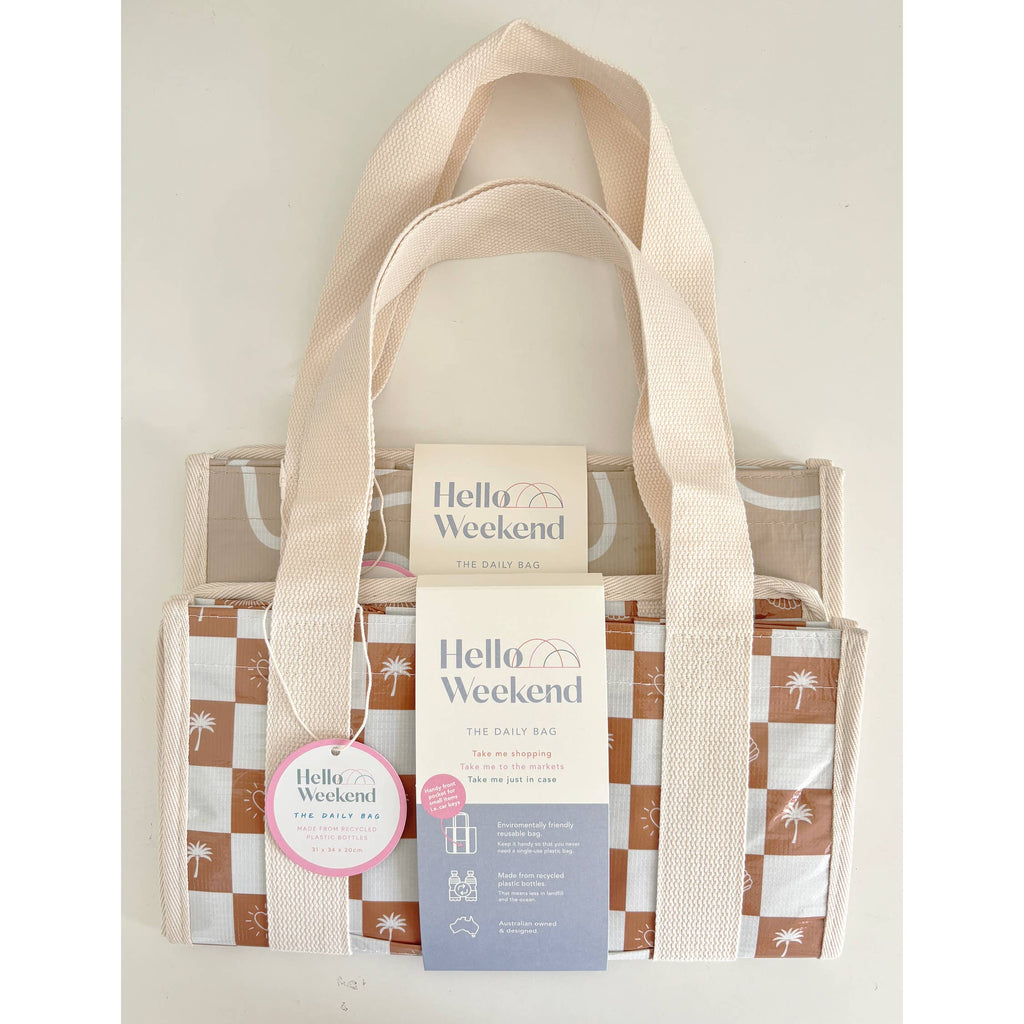Palm trees & hearts - Daily Market Tote Bag with Pocket
