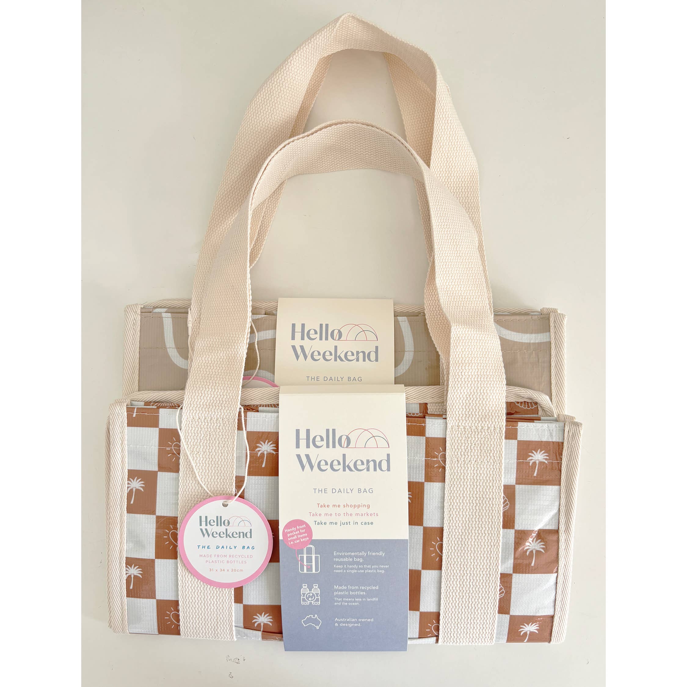 Palm trees & hearts - Daily Market Tote Bag with Pocket