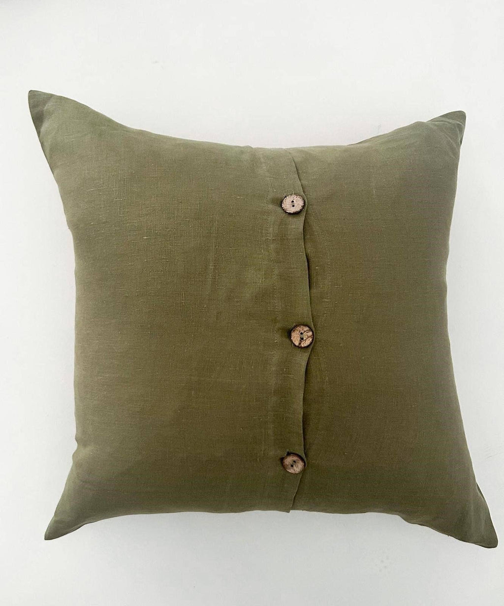 Linen Cushion - Olive