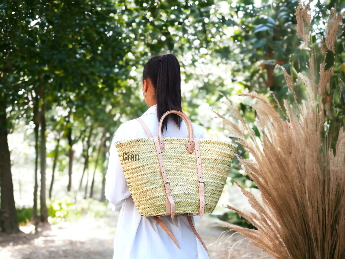 Pink French Market Basket Backpack