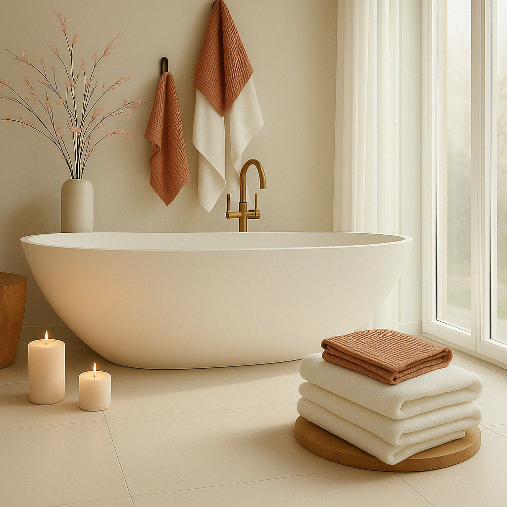 100% Organic Cotton Waffle Tea/Hand Towel - Terracotta (DUE MARCH)