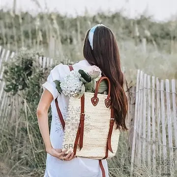 Tan Market Basket Backpack