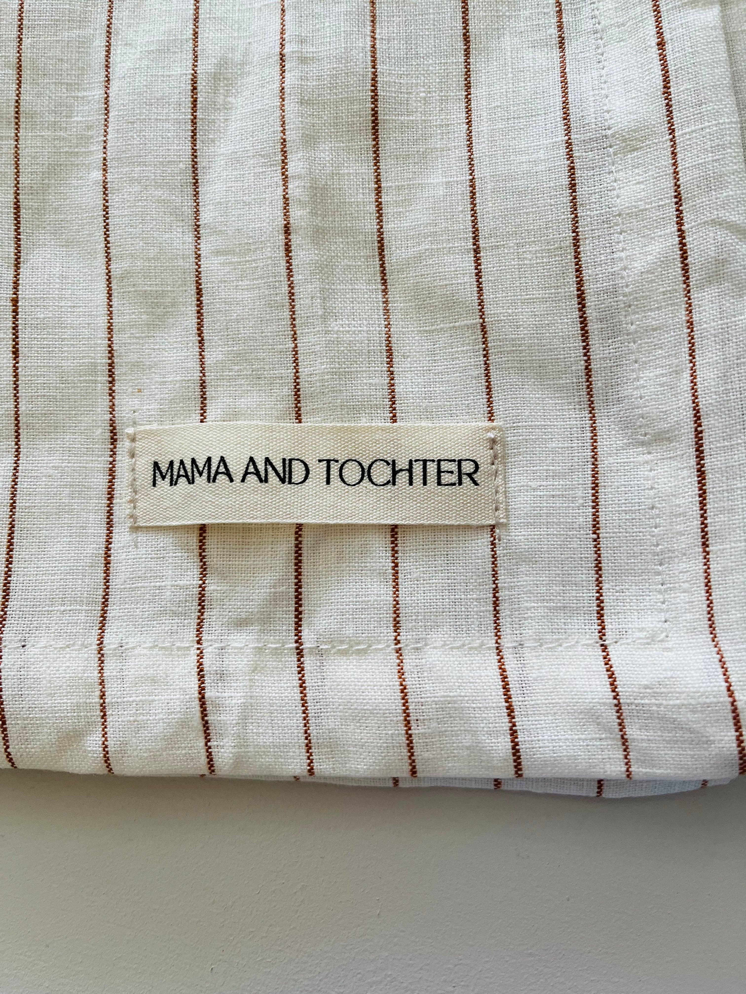 Pure French Linen Tea Towel - Toffee Pinstripes (DUE MARCH)