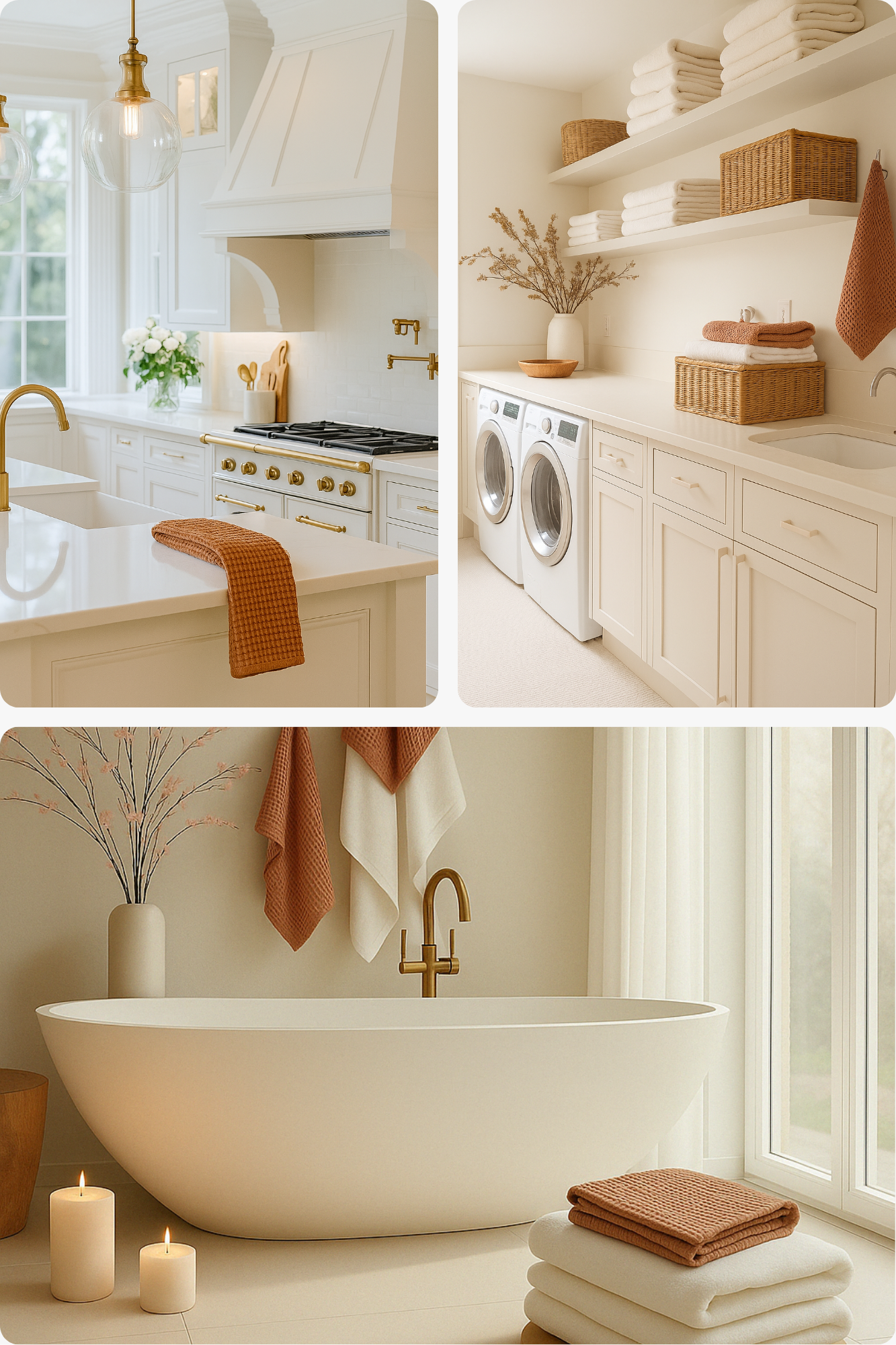 100% Organic Cotton Waffle Tea/Hand Towel - Terracotta (DUE MARCH)